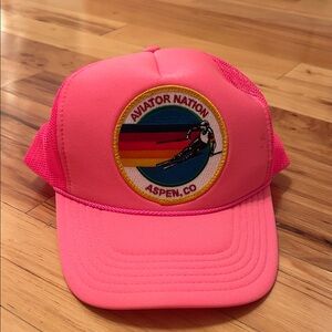 Aviator Nation Neon Pink Cap with Logo Patch